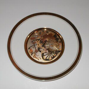 Chokin plate white gold cart floral